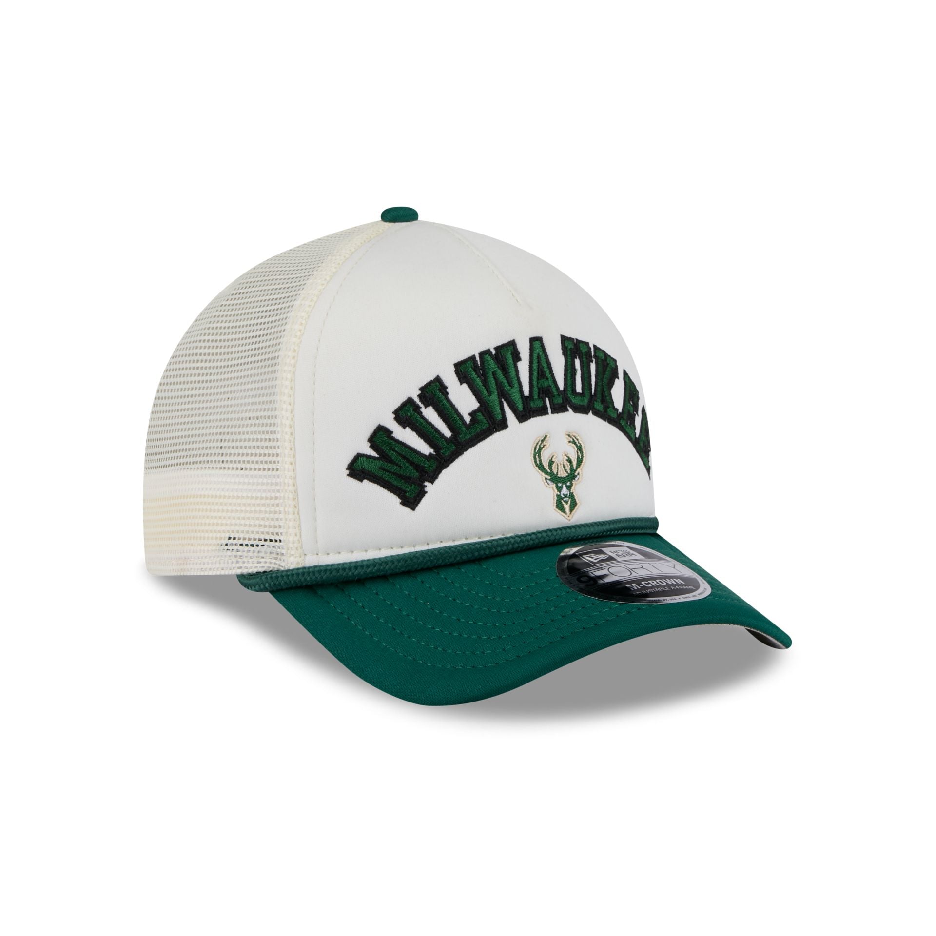 Milwaukee Bucks Chrome Arch 9FORTY M-Crown A-Frame Trucker Hat - Image 3