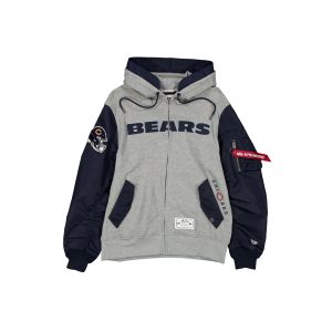 Alpha Industries x Chicago Bears Gray MA-1 Full Zip Fleece Jacket
