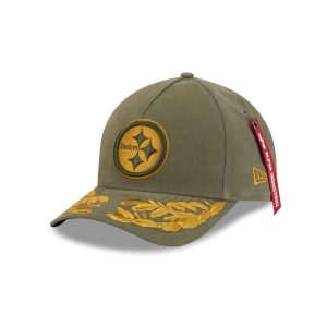 Alpha Industries x Pittsburgh Steelers Olive Green 9FORTY M-Crown A-Frame Snapback Hat