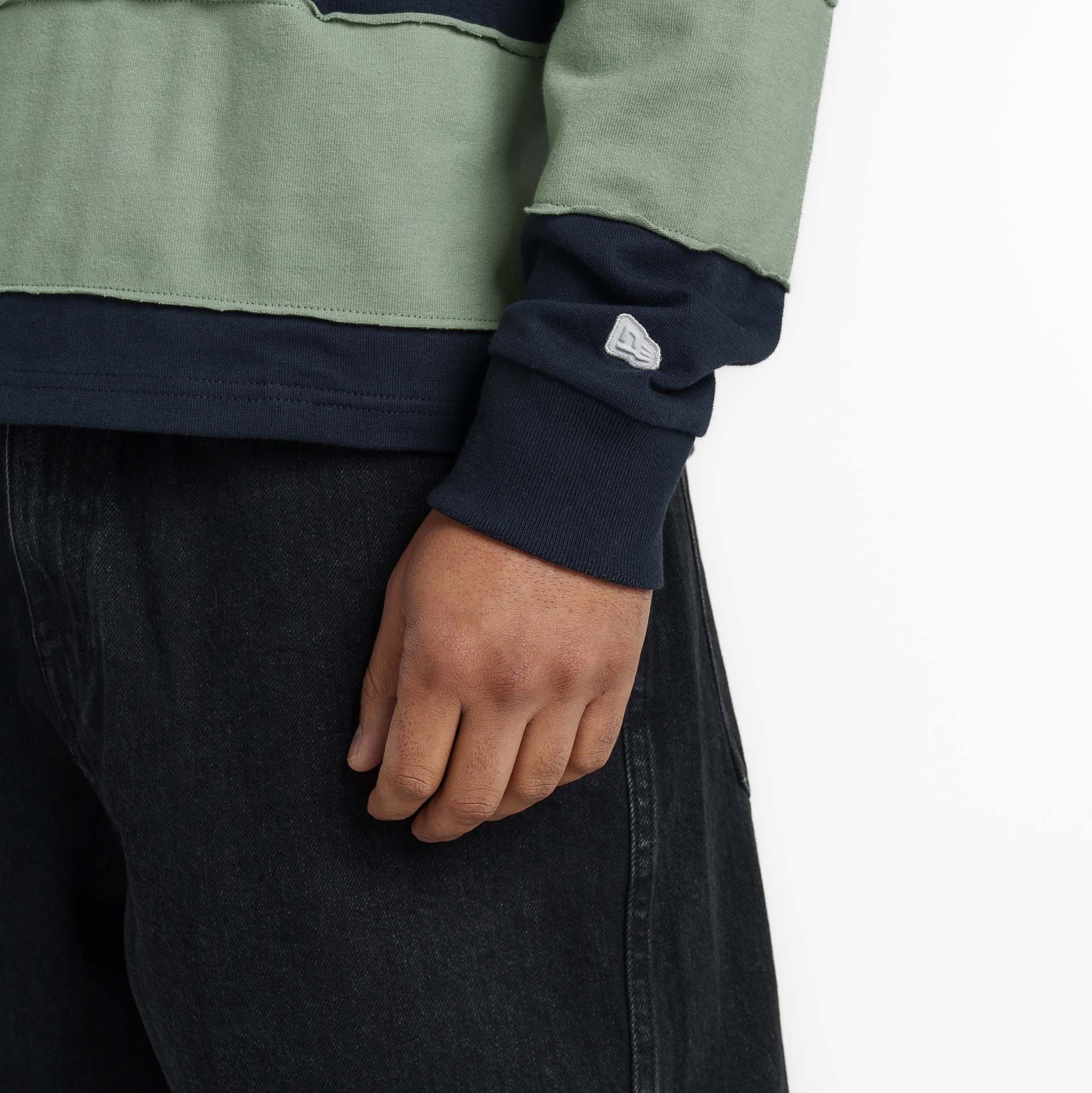 New Era Branded Cut and Sew Block Navy Long Sleeve Rugby Shirt - Image 4