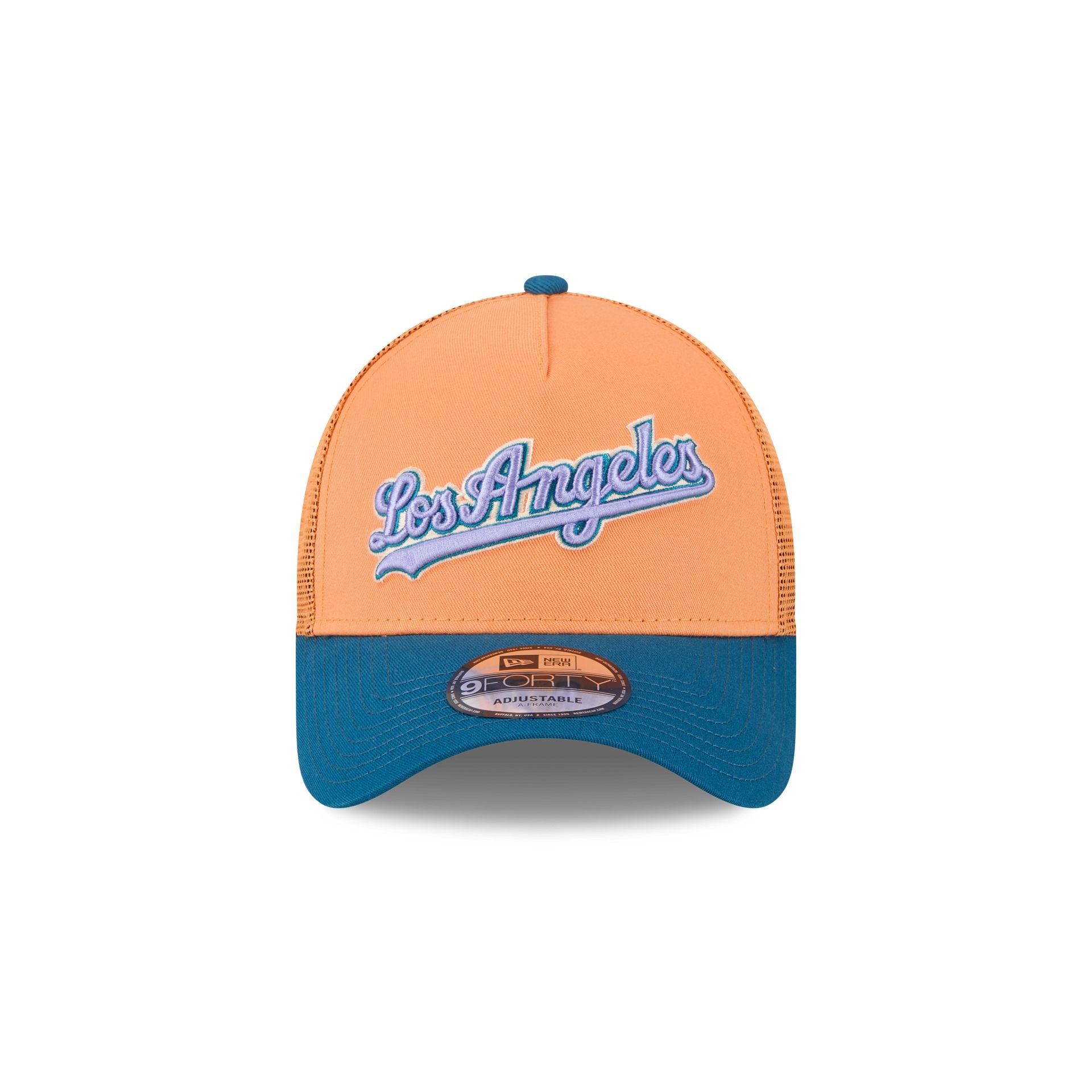 Los Angeles Dodgers Orange Glaze 9FORTY A-Frame Trucker Hat - Image 2