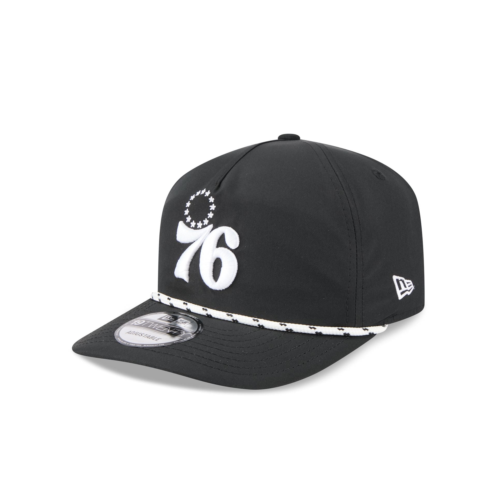 Philadelphia 76ers Black and White Rope 19TWENTY Snapback Hat