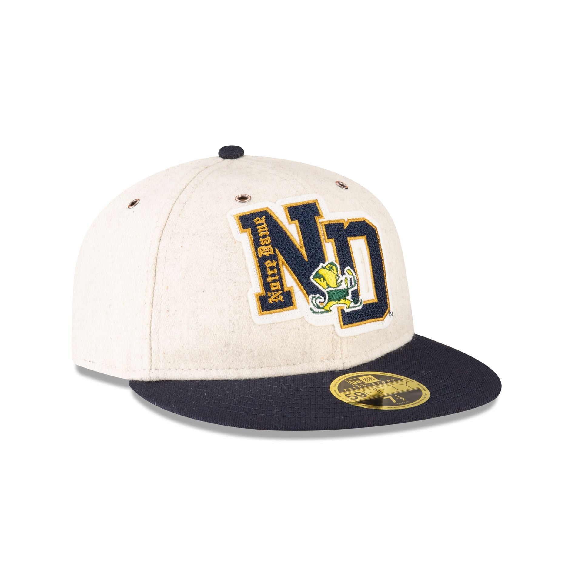 Notre Dame Fighting Irish College Vault Wool Letterman Retro Crown 59FIFTY Fitted Hat - Image 3