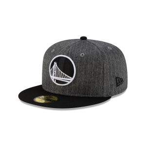 Just Caps Black Pinstripe Golden State Warriors 59FIFTY Fitted Hat